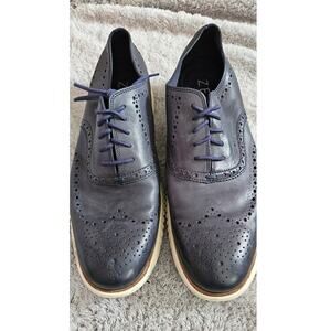 Cole Haan Zerogrand Wing Tip Work Leather Lace Up Oxford Shoes Men Size 13M Navy
